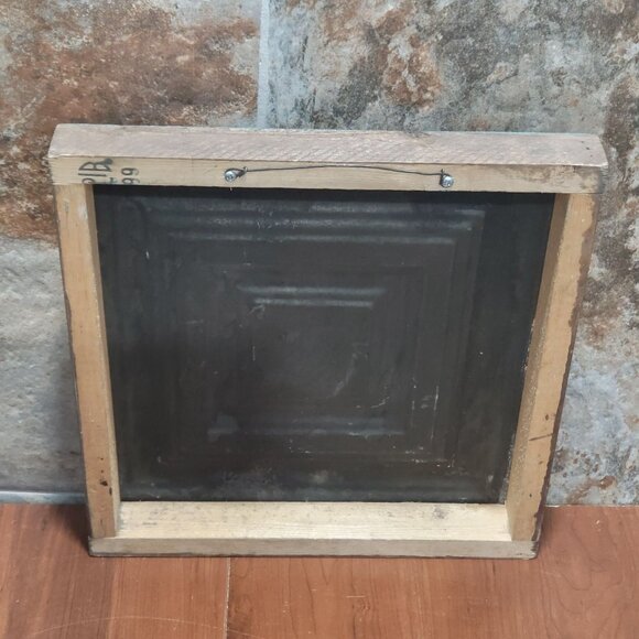 Turquoise Distressed Live Well Tin Metal on Wood Frame Hanging Wall Decor - Picture 7 of 12